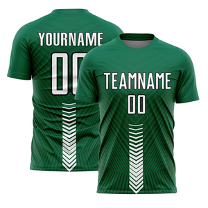 Conjunto de Uniforme de Fútbol Sublimado Personalizado para Hombre, Verde a Rayas, Manga Corta, Absorbente de Humedad, Ajuste Atlético, Uniforme de Fútbol para Equipo - Product Image 4