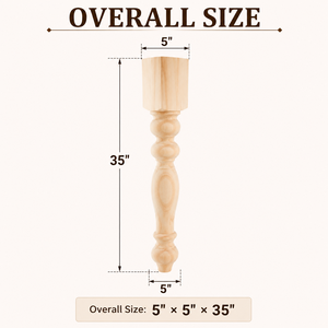 Durable Solid Rubberwood Furniture Legs Polished Finish Living Room Workshop Replacement Accessories for <b>Table</b> Wooden Column - Product Image 2
