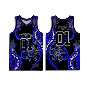 Camiseta de Baloncesto Personalizada, Diseño Tribal Negro y Azul, Uniforme Deportivo sin Mangas, Ropa de Equipo Personalizada, Chaleco Atlético Transpirable - Product Image 6
