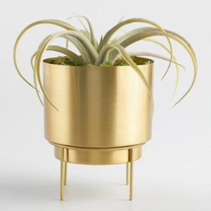 Magnifiques jardinières en métal doré de forme ronde, accessoires de jardin pour la maison, balcon, patio, pots et jardinières - Product Image 1