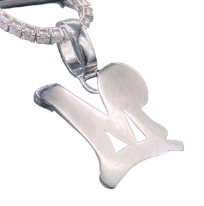 925 plata esterlina blanco redondo diamante forma Leiter colgante Moissanite M personalizado Leiter Hip Hop colgante - Product Image 3