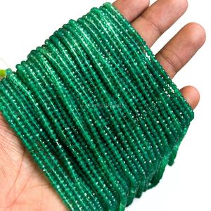 Cuentas facetadas de ónix verde natural de alta calidad, hilo de piedras preciosas de ónix verde degradado de 3.5 mm y 13 pulgadas para la fabricación de joyería. - Product Image 4