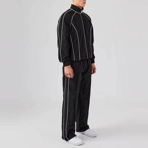 Survêtements d'hiver respirants personnalisés avec logo OEM, en nylon et coton, pour hommes, avec bandes réfléchissantes, veste coupe-vent unisexe - Product Image 4