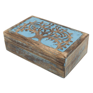 กล่องไม้มะม่วงทำมือแกะสลักเพื่อชีวิตที่เก็บของที่ระลึกขนาดใหญ่ทนทานจัดเก็บไม้ - Product Image 1