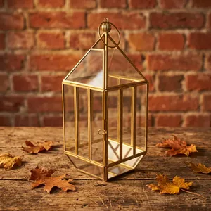 Artisan Design Square <b>Brass</b> <b>Lantern</b> with Glass Panels <b>lantern</b> for Home Decoration Handmade Unique Design - Product Image 5