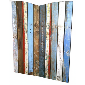 Cabecero de Cama de Madera de Barco Reciclada, Color Original, Diseño Rústico de Tablones Verticales, Diseño Sostenible y Ecológico, Montaje en Pared para Dormitorio - Product Image 1