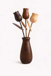 Tulipanes de Madera Hechos a Mano con Jarrón, Tallos Ajustables, Difusor de Aromaterapia, Decoración Minimalista para el Hogar - Product Image 2