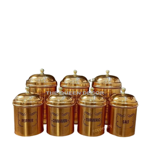 High Quality Stainless Steel Metal Round Shape Hammered Texture Copper Antique Finished Canister <b>Jar</b> - Product Image 3