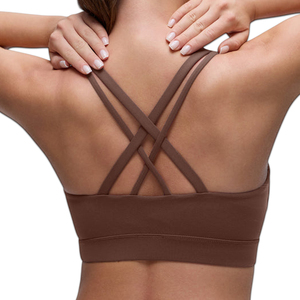 Custom Logo 2 PCS Tummy Control Sportswear Set Seamless <b>Cross</b> Back Yoga <b>Tops</b> Scrunch Butt Workout Leggings for Women - Product Image 4