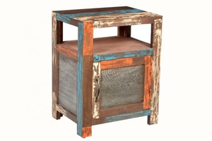 Mesita de noche contemporánea de madera reciclada de una puerta, versátil para el hogar, granja, Hotel, dormitorio y sala de estar - Product Image 2