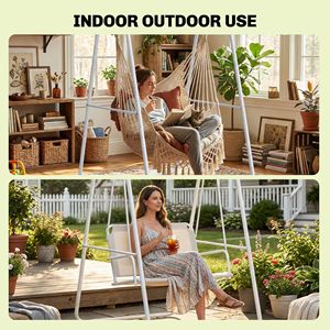 Heavy Duty Solid Steel A-Frame Stand for Hanging <b>Hammocks</b> & Egg Chairs Max Load 330 LBS White Color - Product Image 6