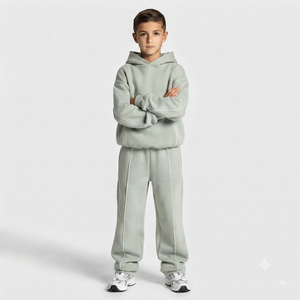 Sweat à capuche décontracté surdimensionné pour garçon, personnalisé, couleur pistache avec détails contrastants, en polaire premium - Product Image 5