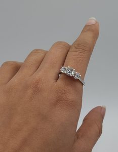 1.50 CT 3 Stone Lab Grown <b>Diamond</b> <b>Ring</b> in 18K Gold Plated | IGI Certified Luxury Engagement <b>Ring</b> | Bridal <b>Diamond</b> Jewelry - Product Image 4