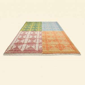 Tapis en laine tufté à la main multicolore Mosaïque Quatre Saisons, écologique, antidérapant, géométrique moderne, à blocs de couleur, pour salon - Product Image 3