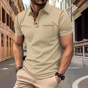 Men's Casual <b>T</b> <b>Shirts</b> Factory 1/4 Button <b>Collar</b> Leisure Style Shorts Sleeve <b>T</b> <b>Shirts</b> for Men - Product Image 5