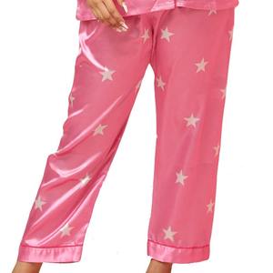 Ensemble de pyjama pour femmes à manches longues, couleur rose clair, imprimé uni, longueur intégrale, doux, écologique, lavable en machine, vêtements de nuit classiques - Product Image 4
