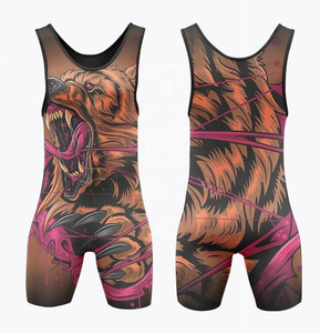 Singlet de Lucha Personalizado por Sublimación, Uniforme de Lucha Profesional Transpirable de Spandex para Hombres y Jóvenes, con Estampado de Lobo, para Entrenamiento - Product Image 2