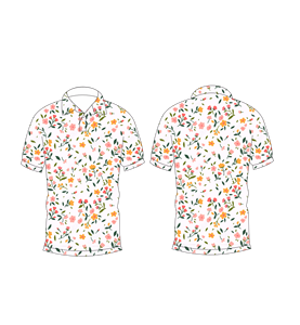 เสื้อโปโลผู้ชายสีขาวพิมพ์ลายดอกไม้ขนาดเล็กแขนสั้นลำลองแฟชั่นฤดูร้อน - Product Image 3