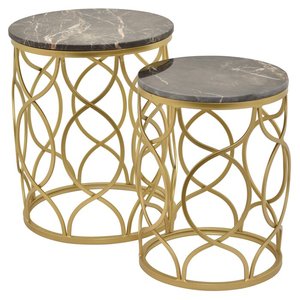 Luxury Contemporary <b>Nesting</b> <b>Table</b> <b>Set</b> with Marble Finish Top and Strong Steel Base for Home and Commercial Use - Product Image 1