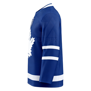 Maillot de hockey sur glace des Maple Leafs de Toronto pour homme, manches longues, col rond, impression sublimée, 100 % polyester, évacuation de l'humidité, coupe classique - Product Image 2