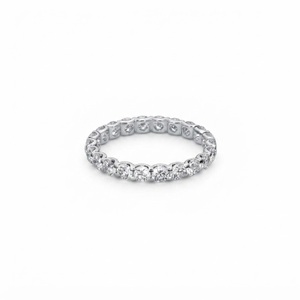 DEF Color VS VVS Clarity Round Brilliant Cut Lab Grown Diamond IGI Certified 10K 14K 18K Solid Gold <b>Full</b> Eternity Wedding Band - Product Image 2