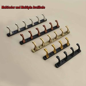 Premium Zinc 4 Pin Hook Cloth Hanger <b>Rail</b> for Door <b>Wall</b> Heavy Duty Multi Purpose Clothes Hanging Hooks - Product Image 4