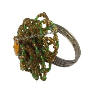 Luxury Wholesale Modern Design <b>Glass</b> Beaded Napkin Ring <b>Holder</b> in Dual Tone for Party Table Decoration - Product Image 2