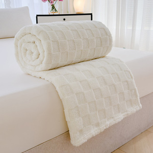 Super King Size Flannel Fleece Blanket Thick Double Sided Soft Warm Checkerboard <b>Throw</b> Blanket for Bed Sofa Wholesale OEM ODM - Product Image 2