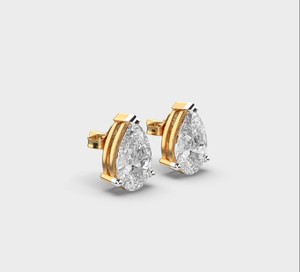 Pendientes de Diamantes Cultivados en Laboratorio con Corte de Pera, Certificados por IGI, Oro Rosa/Amarillo/Blanco de 9K, Pendientes Solitarios con Diamantes en Forma de Pera - Product Image 3