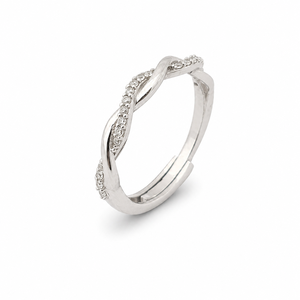 925 Sterling <b>Silver</b> Womens Twisted <b>Wave</b> <b>Ring</b> with Cubic Zirconia Pave Elegant Minimalist Design High Polish Finish Daily Wear - Product Image 2