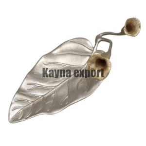 Centro de mesa de lujo Artesanía decorativa Diseño de hoja de oro de metal con acabado de esmalte blanco - Product Image 6