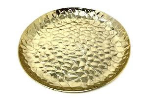 Trending Luxury Gold textured Plates Metal Round Serving Platter Hammered Textured Decorative Dish Tray Wedding <b>Party</b> <b>Table</b> Deco - Product Image 5