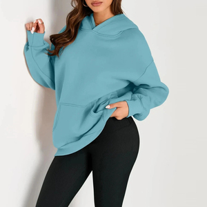 Casual Wear <b>Women</b> Pullover Winter Warm Fleece Lined <b>Hoodie</b> Plain Color <b>Long</b> Sleeve <b>Hoodie</b> <b>For</b> Adults <b>Women</b> - Product Image 4