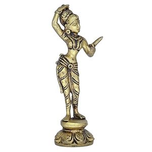 Estatua de Apsara de Latón Indio, Figura Antigua con Espejo, Escultura de Arte Tradicional para Decoración del Hogar, Regalo - Product Image 2