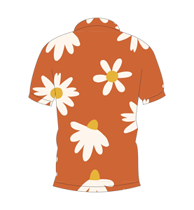 เสื้อโปโลแขนสั้นลายดอกเดซี่สีส้มสำหรับผู้ชายแฟชั่นฤดูร้อนลำลอง - Product Image 5