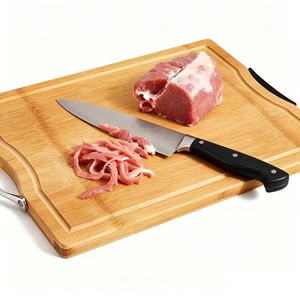 Planche à découper rectangulaire en bambou avec poignée en bois – Durable, écologique, légère, antidérapante, épaisseur 1,5 cm, compatible lave-vaisselle - Product Image 4