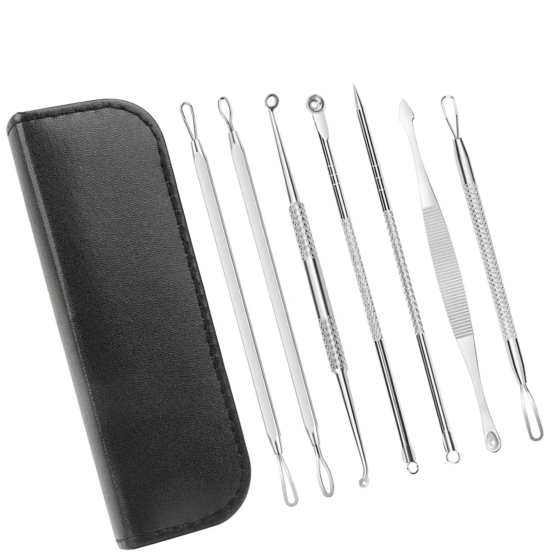 Pimple Blackhead Remover Extractor Tool Kit 7 in 1 Professional Safe Treatment White Head Acne Blemish Comedone Removing