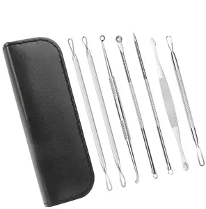 Natural Pimple Blackhead Remover Extractor Tool Kit 7 em 1 Profissional Seguro Tratamento Branco Cabeça Acne Blemish Comedone Removendo