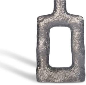 Vase décoratif rectangulaire en métal texturé argenté antique, cadre ouvert, pour événements de mariage, bureau, vases pour la décoration - Product Image 1