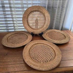 จานรองอาหารหวายสานทำมือ รูปทรงกลม ตกแต่งโต๊ะอาหารสไตล์โบโฮธรรมชาติ สำหรับใช้ในบ้านและร้านอาหาร - Product Image 4