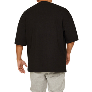 T-shirt à manches courtes col rond bleu pour homme, coupe classique décontractée, doux et confortable, haut basique pour tous les jours, 100% coton molletonné - Product Image 3
