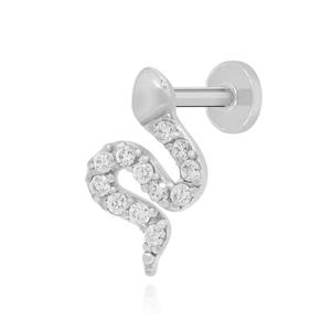 Labret plat unisexe en or massif 14K avec diamant de laboratoire CVD taille brillant certifié IGI, à filetage interne, pour piercing serpent, vente en gros - Product Image 3