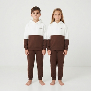 Conjunto de Chándal con Capucha Bicolor para Niños y Niñas, Sudadera y Pantalones Deportivos con Bloques de Color, Ropa Deportiva Informal a Juego, Venta al por Mayor - Product Image 3