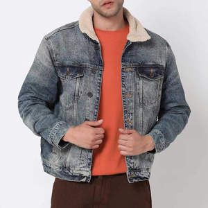 Chaqueta de Mezclilla para Hombre con Forro de Sherpa, Cuello Camisero, Estilo Casual para Otoño - Product Image 1