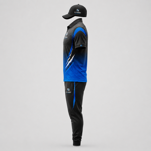 Uniforme de Cricket Transpirable de Secado Rápido para Hombre Fly Humble, Conjunto Negro con Degradado Azul, Ribete en Contraste, Corte Regular, para Todas las Temporadas - Product Image 2