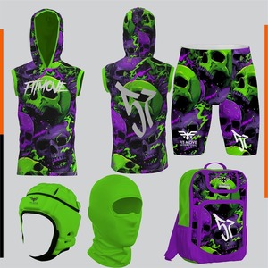 Tenues de football américain 7v7 OEM de haute qualité, sublimation personnalisée, nom de l'équipe, logo avant, 100% polyester, ensembles de vêtements de sport pour équipes - Product Image 1