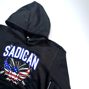 Sweat-shirt à capuche Sadican pour homme, noir, en coton French Terry, imprimé motif aigle, décontracté, pour l'automne, avec poche avant et logo - Product Image 6