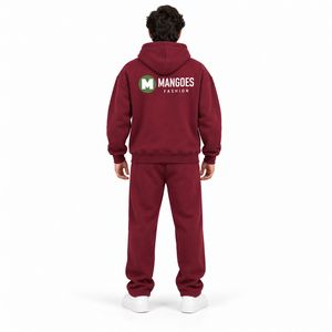 Conjunto Deportivo con Capucha Color Granate para Hombre, Marca MANGOES FASHION, Manga Larga, Informal, para Verano, 100% Algodón Felpa, Corte Holgado, Color Sólido - Product Image 3