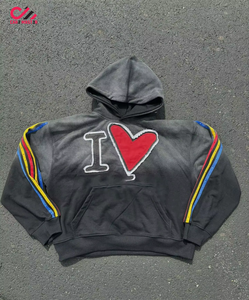 Conjunto de Chándal Deportivo para Hombre con Logotipo Personalizado, Estilo Urbano, Desgastado, con Cierre, 100% Algodón Felpa, Tallas Grandes - Product Image 6