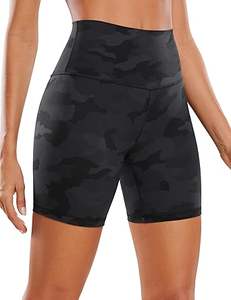 Shorts de yoga moulants taille haute pour femme, couleur noire unie, respirants, effet push-up fessier, coupe slim, style cycliste - Product Image 5